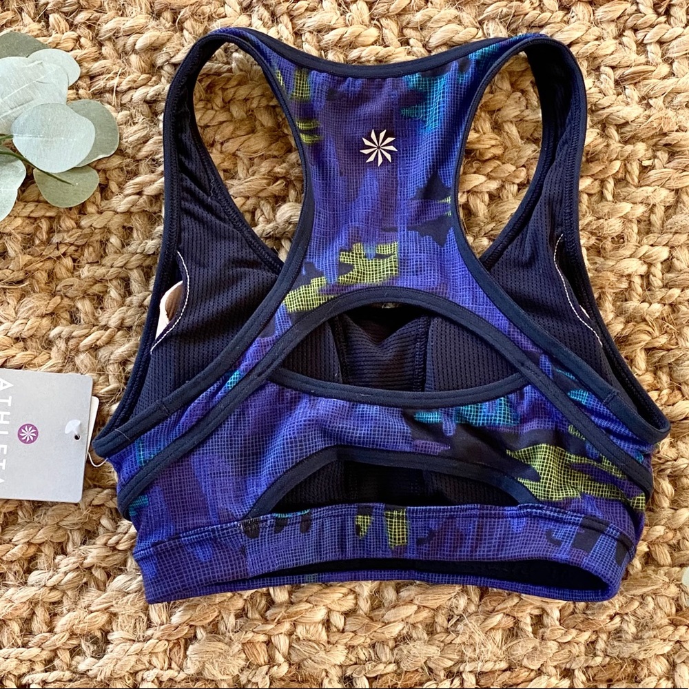 New Athleta XXS Sports Bra | Double Dare Camo Navy - Picture 4 of 7